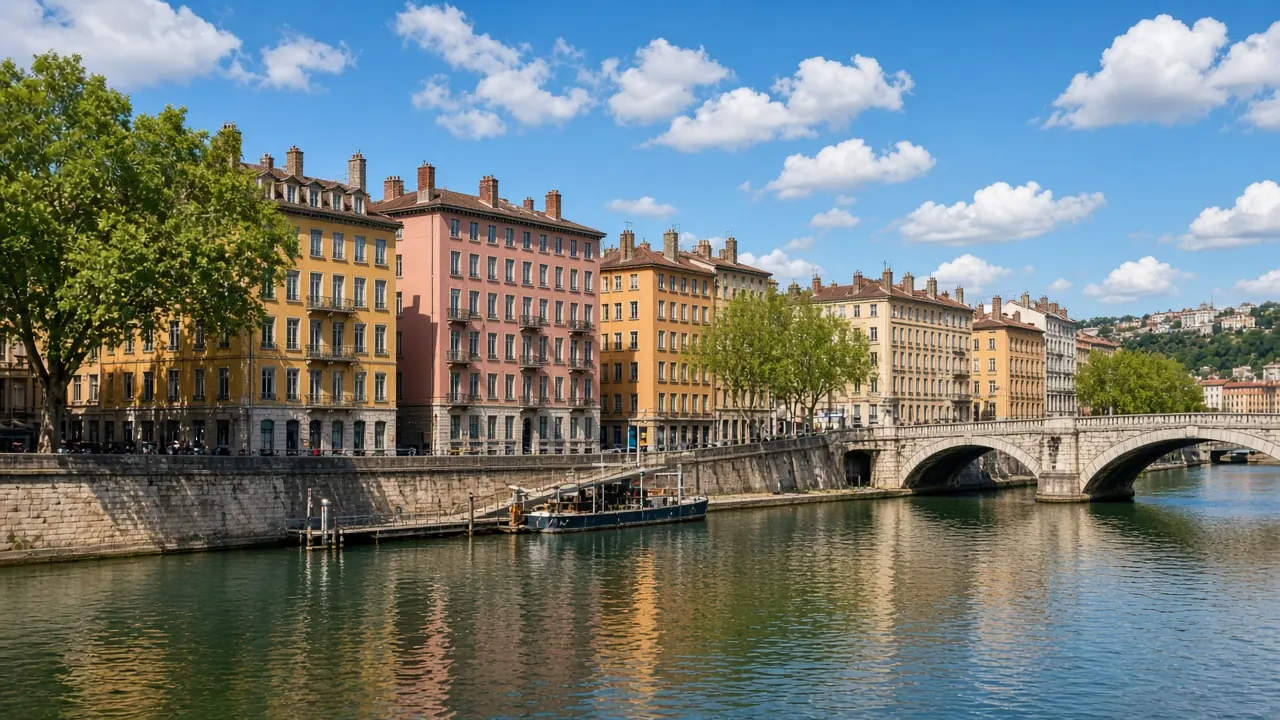 Quais et façades colorées le long d’une rivière, pour illustrer la recherche par ville.